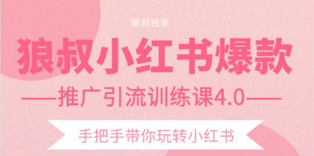 狼叔小红书爆款推广引流训练课4.0，手把手带你玩转小红书- 副业 - 兼职-冷颜学社