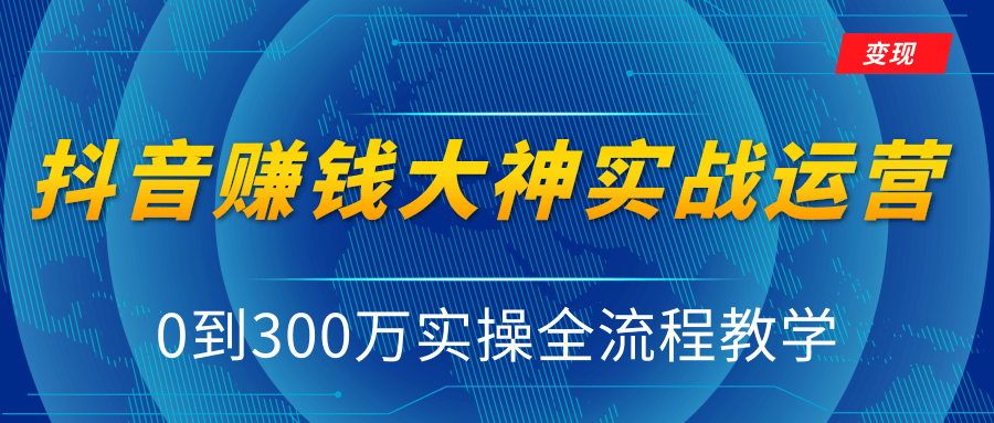 抖音赚钱大神实战运营教程，0到300万实操全流程教学，抖音独家变现模式- 副业 - 兼职-冷颜学社
