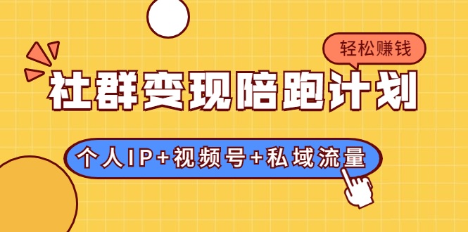 社群变现陪跑计划：建立“个人IP+视频号+私域流量”的社群商业模式轻松赚钱- 副业 - 兼职-冷颜学社