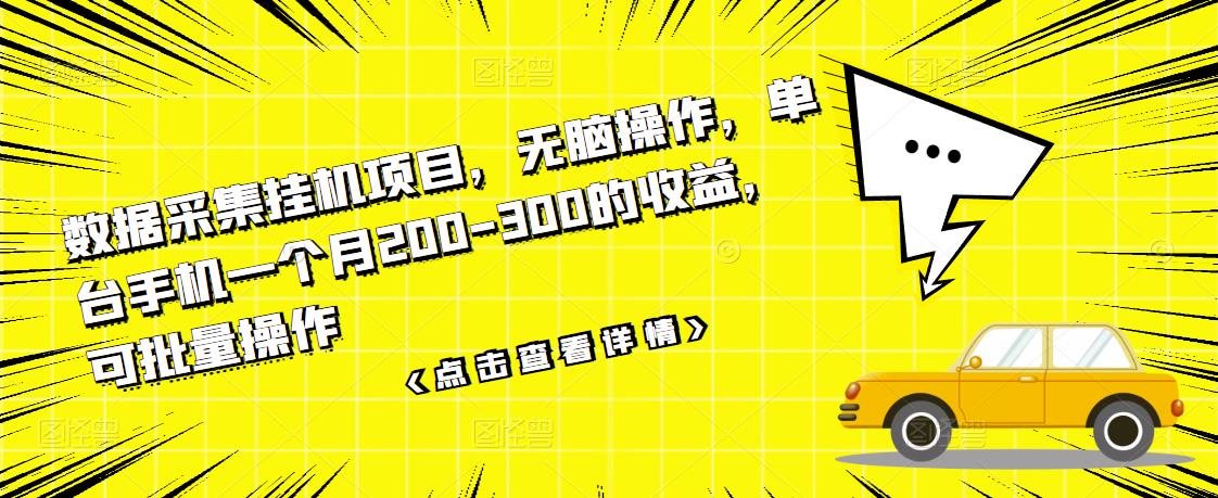 数据采集挂机项目，无脑操作，单台手机一个月200-300的收益，可批量操作- 副业 - 兼职-冷颜学社