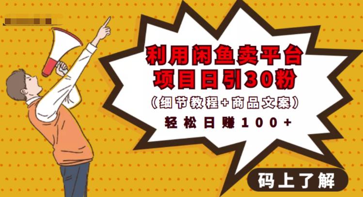 利用闲鱼卖平台项目课程资源日引流30+精准粉丝，轻松日赚100+，积累人脉可实现二次变- 副业 - 兼职-冷颜学社