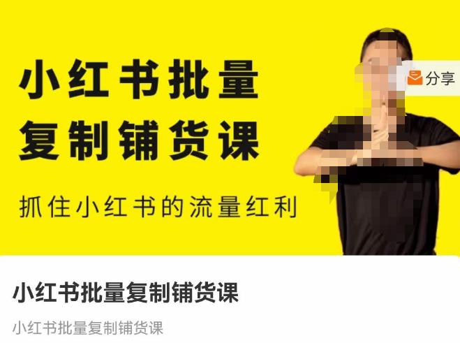 张宾·小红书批量复制铺货课，抓住小红书的流量红利 （更新2023年2月）- 副业 - 兼职-冷颜学社