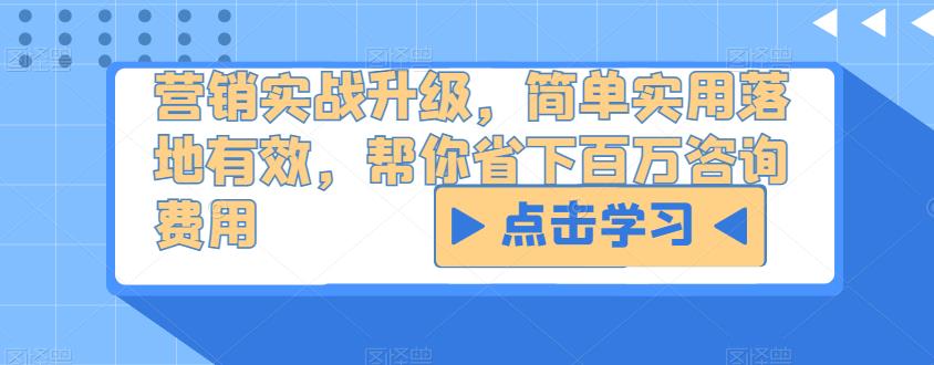 营销实战升级，简单实用落地有效，帮你省下百万咨询费用- 副业 - 兼职-冷颜学社