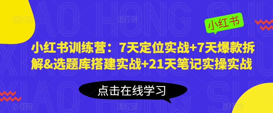 小红书训练营：7天定位实战+7天爆款拆解&选题库搭建实战+21天笔记实操实战- 副业 - 兼职-冷颜学社