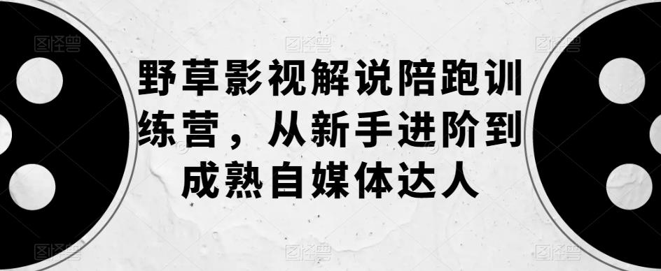 野草影视解说陪跑训练营，从新手进阶到成熟自媒体达人- 副业 - 兼职-冷颜学社