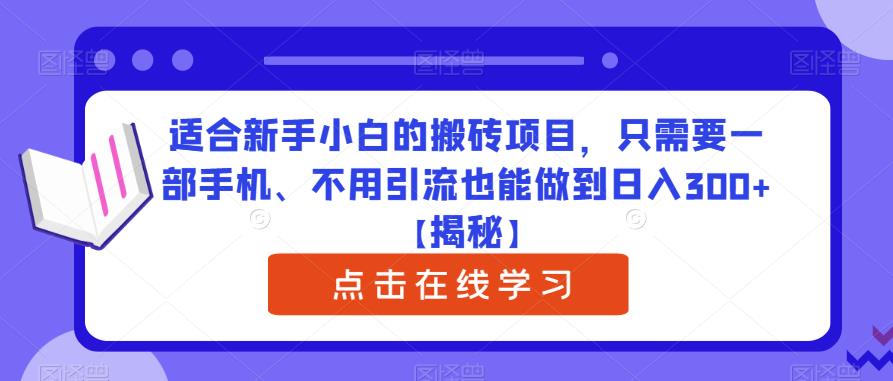 适合新手小白的搬砖项目，只需要一部手机、不用引流也能做到日入300+【揭秘】- 副业 - 兼职-冷颜学社