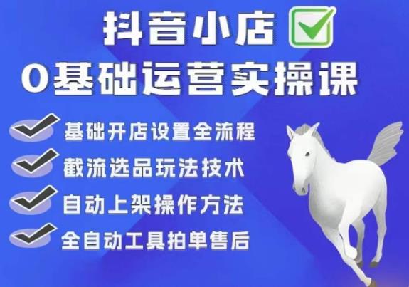 白马电商·0基础抖店运营实操课，基础开店设置全流程，截流选品玩法技术- 副业 - 兼职-冷颜学社