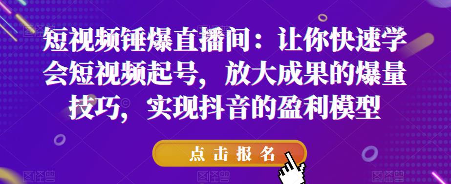 短视频锤爆直播间：让你快速学会短视频起号，放大成果的爆量技巧，实现抖音的盈利模型- 副业 - 兼职-冷颜学社