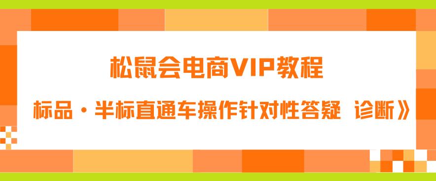 松鼠会电商VIP教程：松鼠《付费推广标品·半标直通车操作针对性答疑&诊断》- 副业 - 兼职-冷颜学社