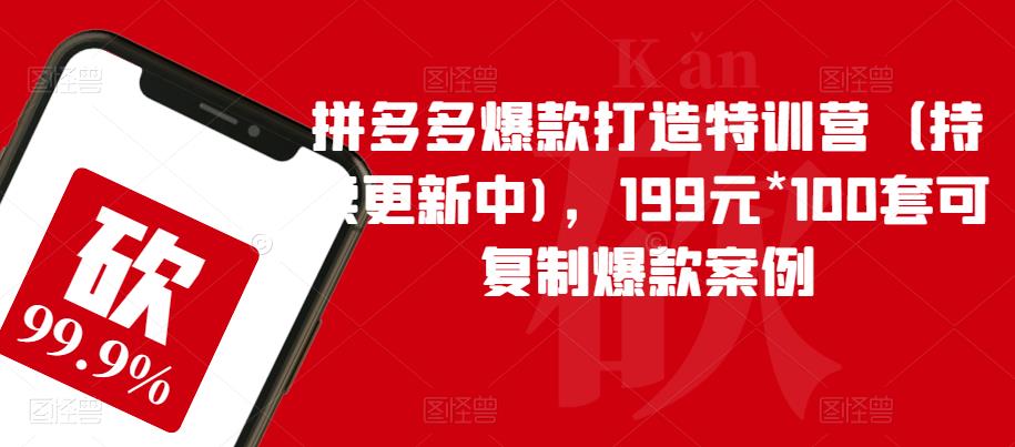 拼多多爆款打造特训营（持续更新中)，199元*100套可复制爆款案例- 副业 - 兼职-冷颜学社