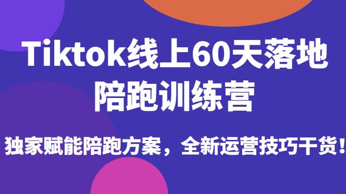 Tiktok线上60天落地陪跑训练营，独家赋能陪跑方案，全新运营技巧干货- 副业 - 兼职-冷颜学社