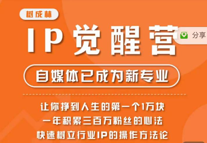 树成林·IP觉醒营，快速树立行业IP的操作方法论，让你赚到人生的第一个1万块（更新）- 副业 - 兼职-冷颜学社