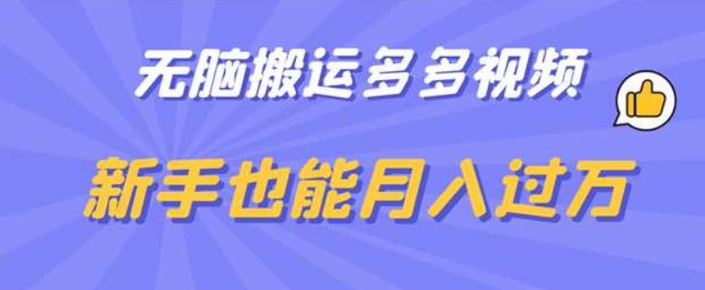 无脑搬运多多视频，新手也能月入过万【揭秘】- 副业 - 兼职-冷颜学社