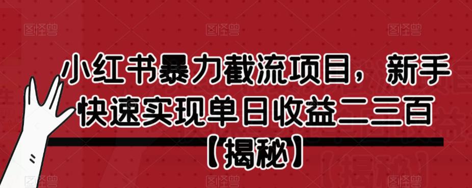 小红书暴力截流项目，新手快速实现单日收益二三百【仅揭秘】- 副业 - 兼职-冷颜学社