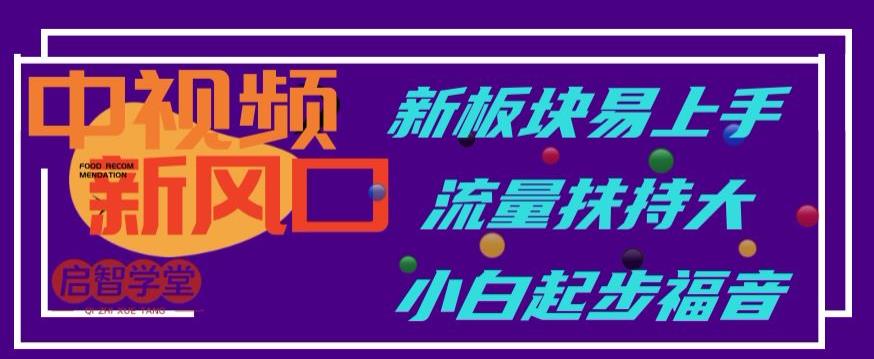 中视频新风口，新板块易上手，流量扶持大，小白起步福音【揭秘】- 副业 - 兼职-冷颜学社