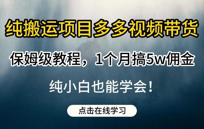 纯搬运项目多多视频带货保姆级教程，1个月搞5w佣金，纯小白也能学会【揭秘】- 副业 - 兼职-冷颜学社