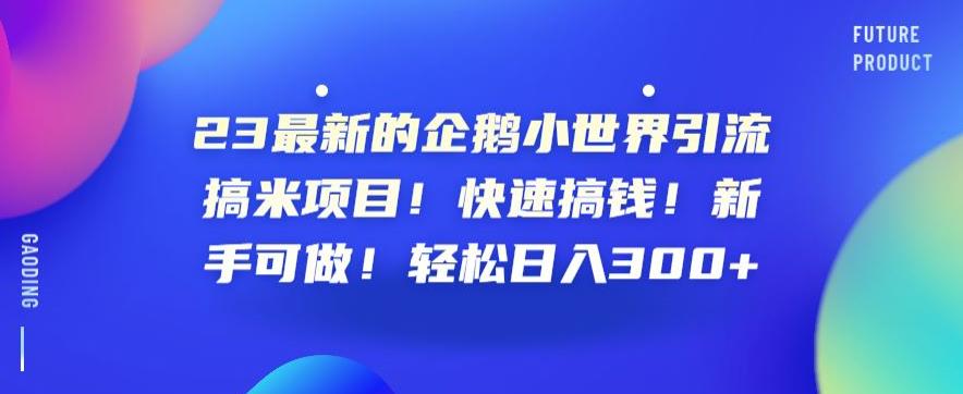 23最新的企鹅小世界引流搞米项目！快速搞钱！新手可做！轻松日入300+【揭秘】- 副业 - 兼职-冷颜学社