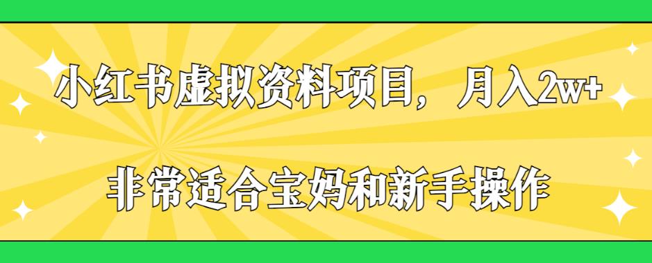 小红书虚拟资料项目，月入2w+，非常适合宝妈和新手操作【揭秘】- 副业 - 兼职-冷颜学社