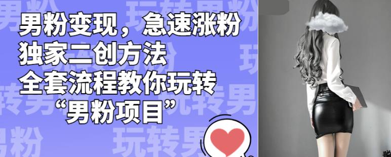 男粉变现，急速涨粉独家二创方法，全套流程教你玩转“男粉项目”【揭秘】- 副业 - 兼职-冷颜学社