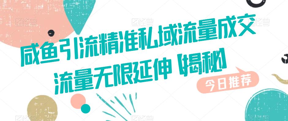 咸鱼引流精准私域流量成交流量无限延伸【揭秘】- 副业 - 兼职-冷颜学社