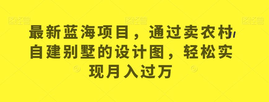 最新蓝海项目，通过卖农村自建别墅的设计图，轻松实现月入过万【揭秘】- 副业 - 兼职-冷颜学社