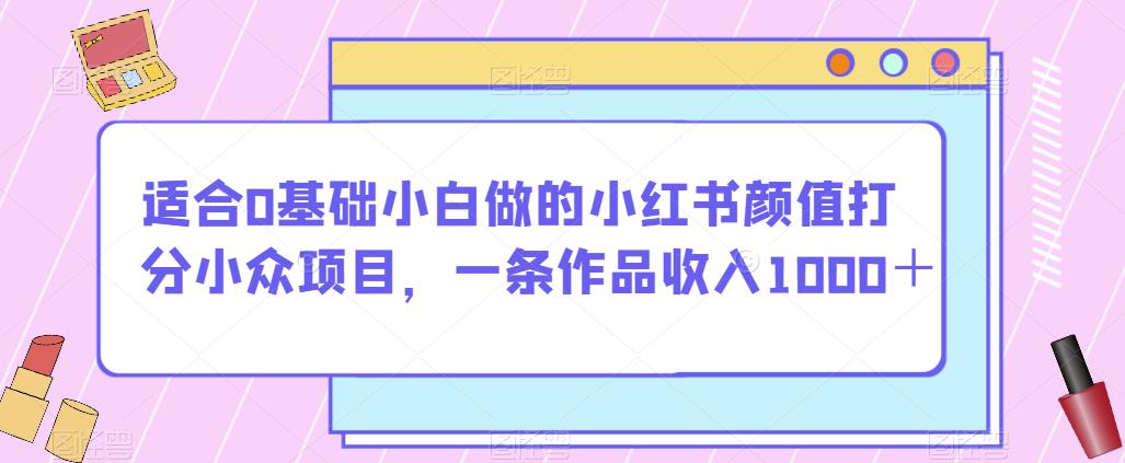 适合0基础小白做的小红书颜值打分小众项目，一条作品收入1000＋【揭秘】- 副业 - 兼职-冷颜学社