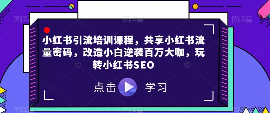 小红书引流培训课程，共享小红书流量密码，改造小白逆袭百万大咖，玩转小红书SEO- 副业 - 兼职-冷颜学社