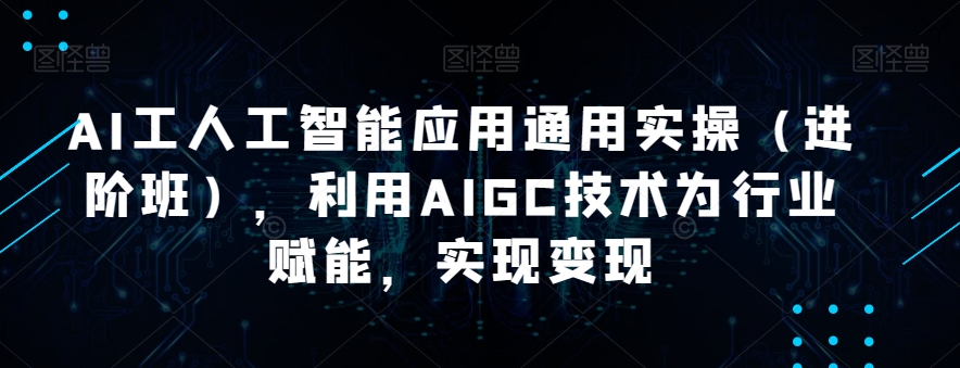 AI工人工智能应用通用实操（进阶班），利用AIGC技术为行业赋能，实现变现- 副业 - 兼职-冷颜学社