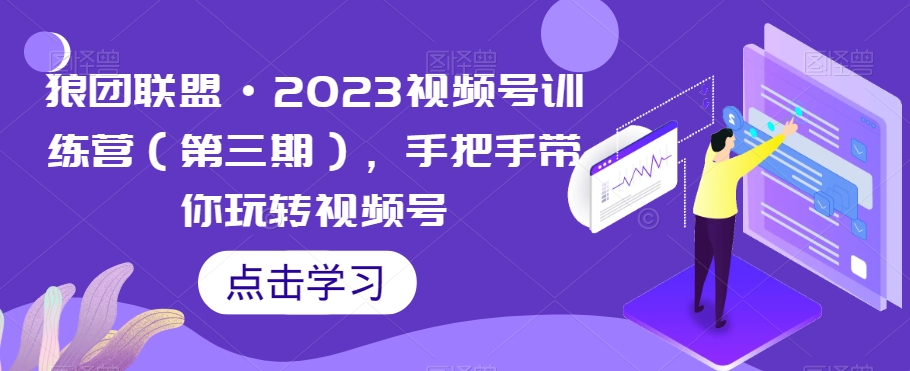狼团联盟·2023视频号训练营（第三期），手把手带你玩转视频号- 副业 - 兼职-冷颜学社