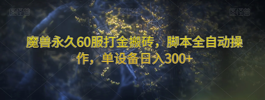 魔兽永久60服打金搬砖，脚本全自动操作，单设备日入300+【揭秘】- 副业 - 兼职-冷颜学社