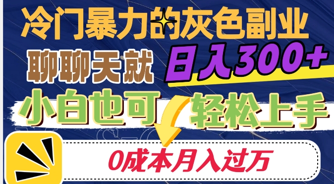 冷门暴利的副业项目，聊聊天就能日入300+，0成本月入过万【揭秘】- 副业 - 兼职-冷颜学社