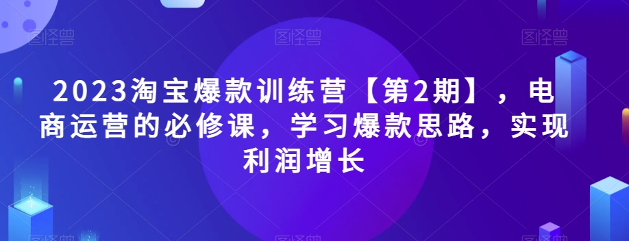 2023淘宝爆款训练营【第2期】，电商运营的必修课，学习爆款思路，实现利润增长- 副业 - 兼职-冷颜学社