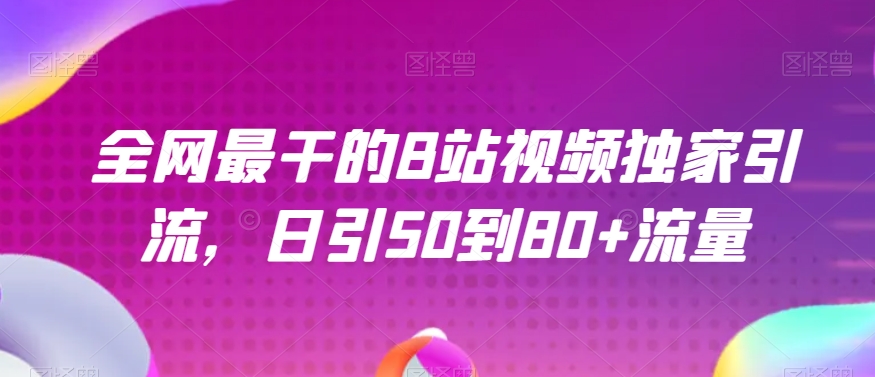 全网最干的B站视频独家引流，日引50到80+流量【揭秘】- 副业 - 兼职-冷颜学社