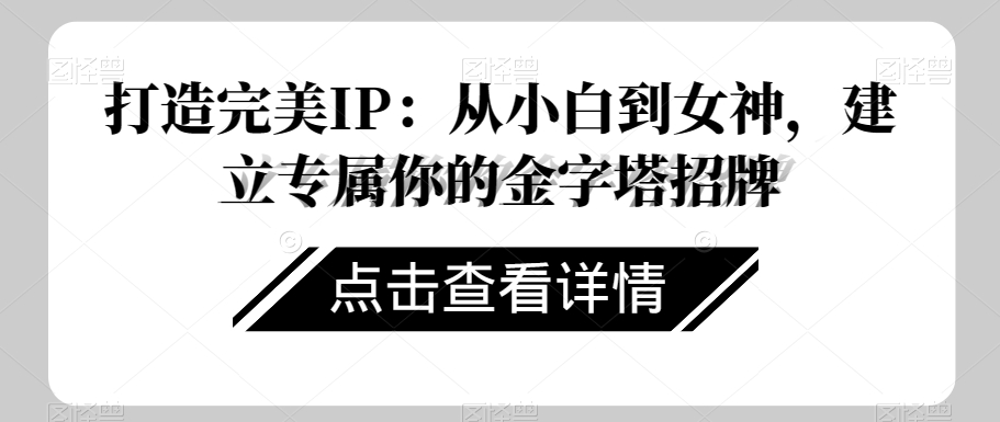 打造完美IP：从小白到女神，建立专属你的金字塔招牌- 副业 - 兼职-冷颜学社