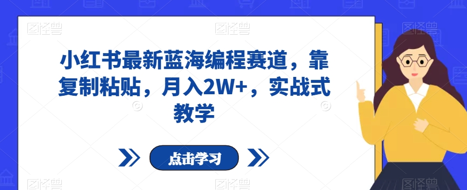 小红书最新蓝海编程赛道，靠复制粘贴，月入2W+，实战式教学【揭秘】- 副业 - 兼职-冷颜学社