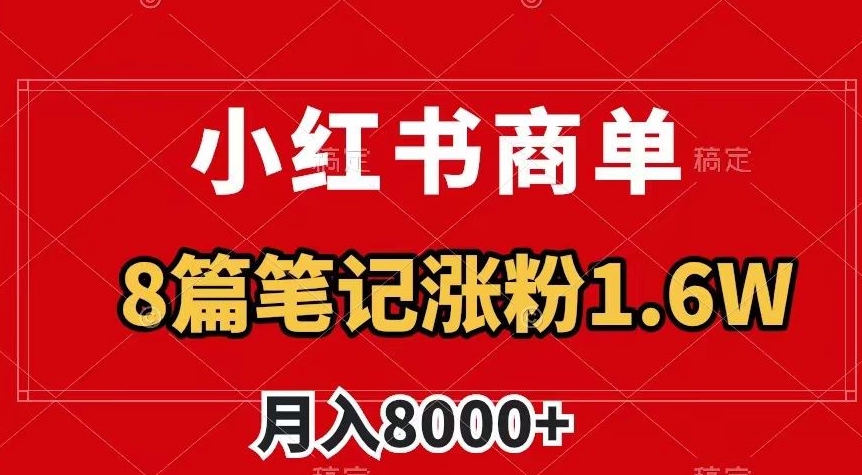 小红书商单最新玩法，8篇笔记涨粉1.6w，作品制作简单，月入8000+【揭秘】- 副业 - 兼职-冷颜学社