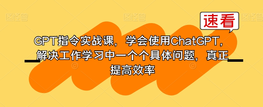 GPT指令实战课，学会使用ChatGPT，解决工作学习中一个个具体问题，真正提高效率- 副业 - 兼职-冷颜学社