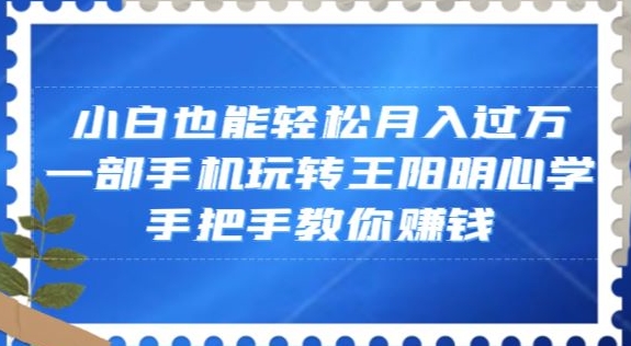 小白也能轻松月入过万，一部手机玩转王阳明心学，手把手教你赚钱【揭秘】- 副业 - 兼职-冷颜学社