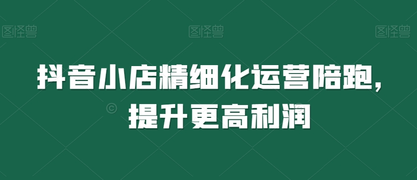 抖音小店精细化运营陪跑，提升更高利润- 副业 - 兼职-冷颜学社