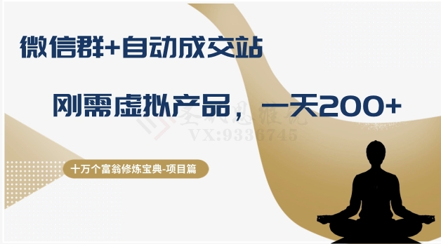 十万个富翁修炼宝典之8.微信群+自动成交站，刚需虚拟产品，一天200+- 副业 - 兼职-冷颜学社