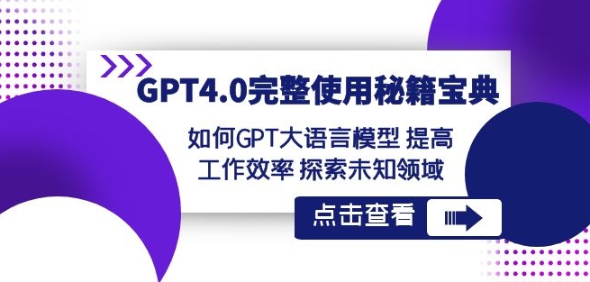 GPT4.0完整使用-秘籍宝典：如何GPT大语言模型提高工作效率探索未知领域- 副业 - 兼职-冷颜学社