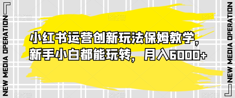小红书运营创新玩法保姆教学，新手小白都能玩转，月入6000+【揭秘】- 副业 - 兼职-冷颜学社