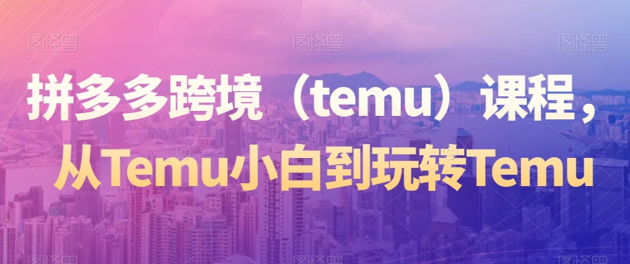 拼多多跨境（temu）课程，从Temu小白到玩转Temu- 副业 - 兼职-冷颜学社