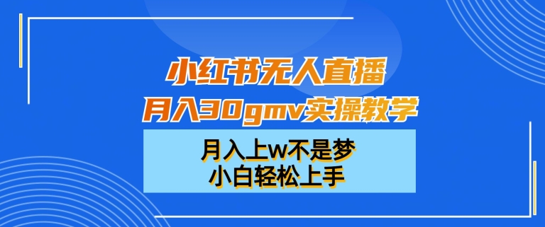 小红书无人直播月入30gmv实操教学，月入上w不是梦，小白轻松上手【揭秘】- 副业 - 兼职-冷颜学社