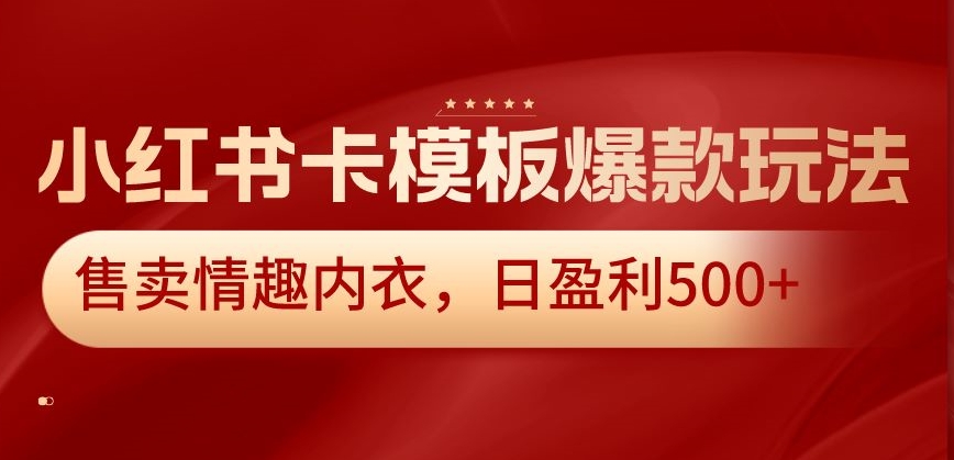 小红书卡模板爆款玩法，售卖情趣内衣，日盈利500+【揭秘】- 副业 - 兼职-冷颜学社