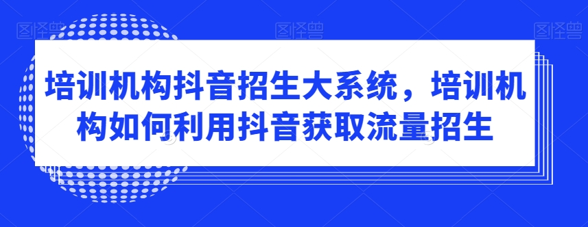 培训机构抖音招生大系统，培训机构如何利用抖音获取流量招生- 副业 - 兼职-冷颜学社