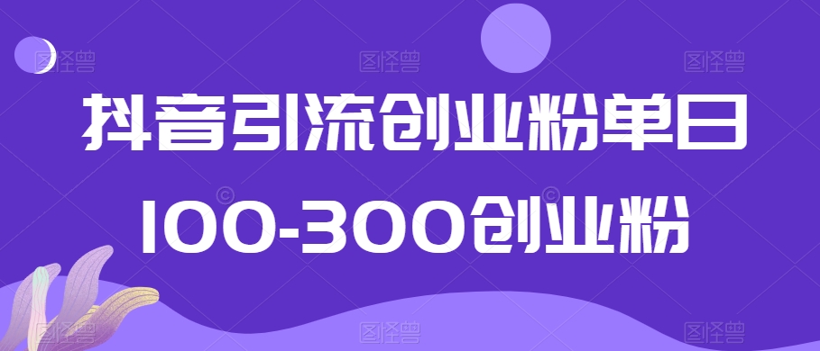 抖音引流创业粉单日100-300创业粉【揭秘】- 副业 - 兼职-冷颜学社