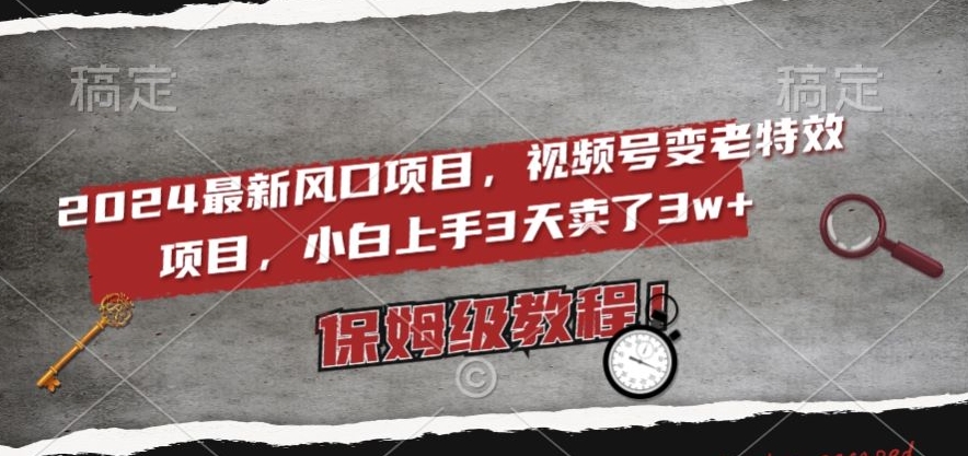 2024最新风口项目，视频号变老特效项目，电脑小白上手3天卖了3w+，保姆级教程【揭秘】- 副业 - 兼职-冷颜学社