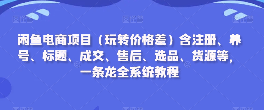 闲鱼电商项目（玩转价格差）含注册、养号、标题、成交、售后、选品、货源等，一条龙全系统教程- 副业 - 兼职-冷颜学社