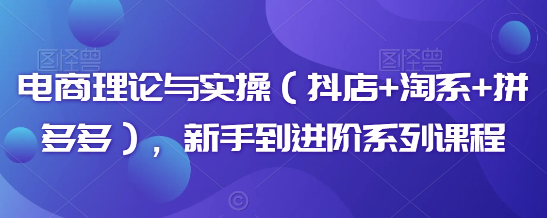 电商理论与实操（抖店+淘系+拼多多），新手到进阶系列课程- 副业 - 兼职-冷颜学社